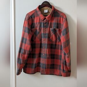 Columbia Red and Black Plaid Shirt Jacket